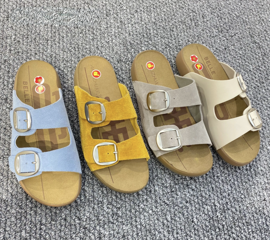 Casual Suede Slides with Double Buckle